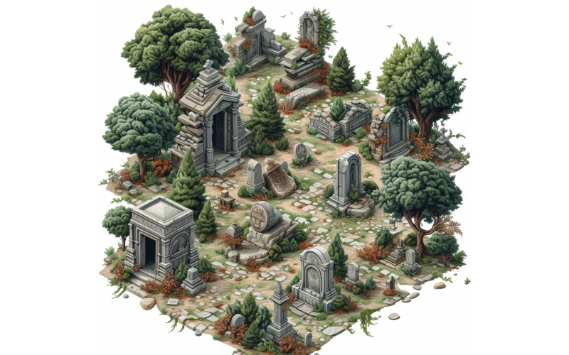 Begraafplaatsen Set videogames-items Sprite Sheet 1