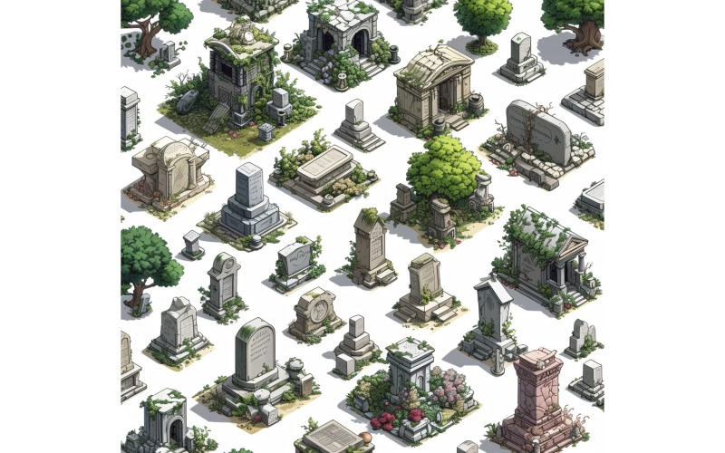 Begraafplaatsen Set videogames-items Sprite Sheet 7