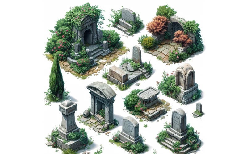 Cmentarze Zestaw zasobów gier wideo Arkusz sprite5