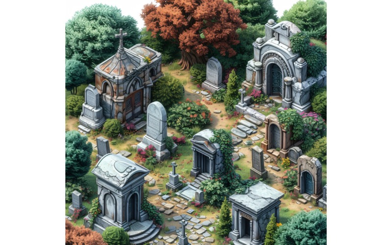 Спрайт-лист 2 с набором ресурсов видеоигр «Кладбища»