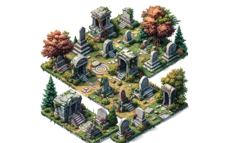 Спрайт-лист 6 с набором ресурсов видеоигр «Кладбища»