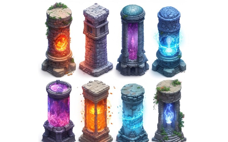 Büyücü kuleleri Video Oyunları Varlıkları Sprite Sayfası 12 Seti