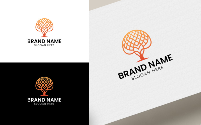 Logo abstrait de l'arbre mondial V-01