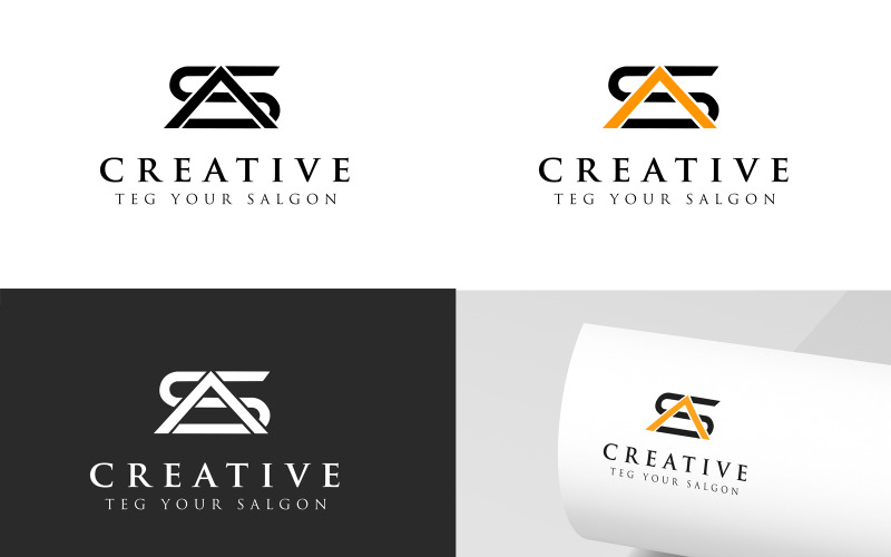 Modèle de logo de lettres AS Création de logo AS