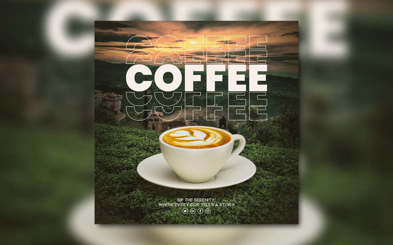 Шаблон дизайна флаера в социальных сетях о кофе