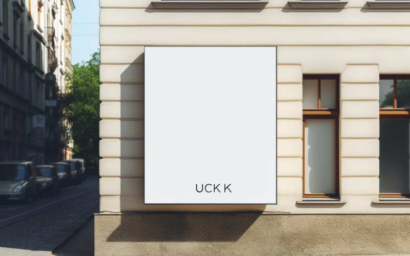 Mockup av skyltbräda på byggnadsvägg 175