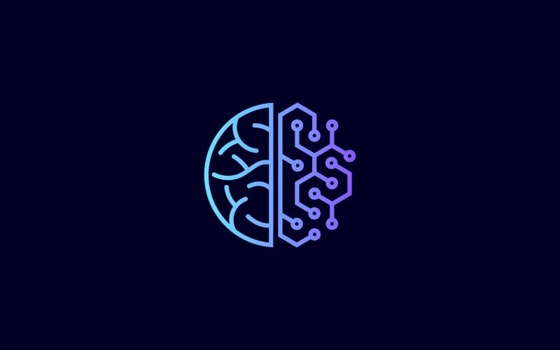 Vector de plantilla de diseño de logotipo Digital Brain Ai