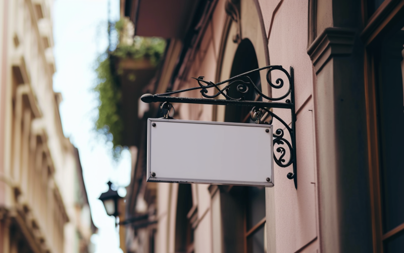 Wall Mounted Sign on Building Mockup 204