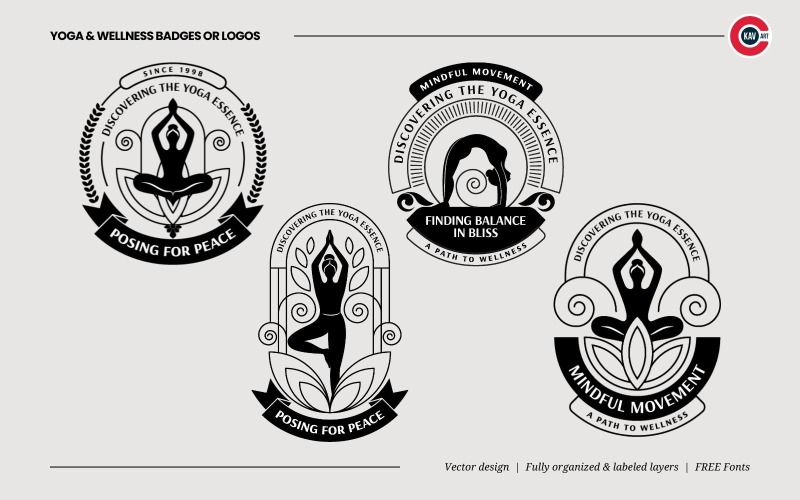 Yoga ve Sağlık için Rozetler veya Amblem Logoları