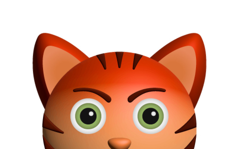 Arg svära 3D orange katt med gröna ögon