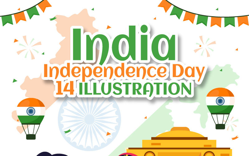 14 Hindistan Bağımsızlık Günü İllüstrasyonu