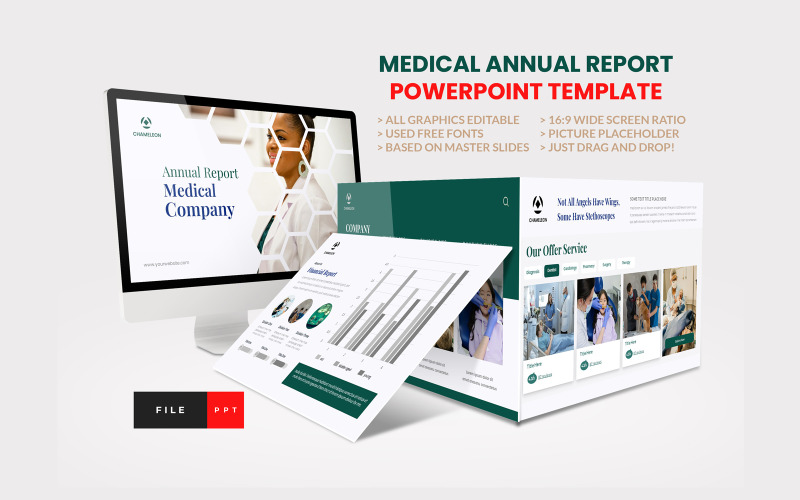 Medyczny raport roczny szablon programu Power Point
