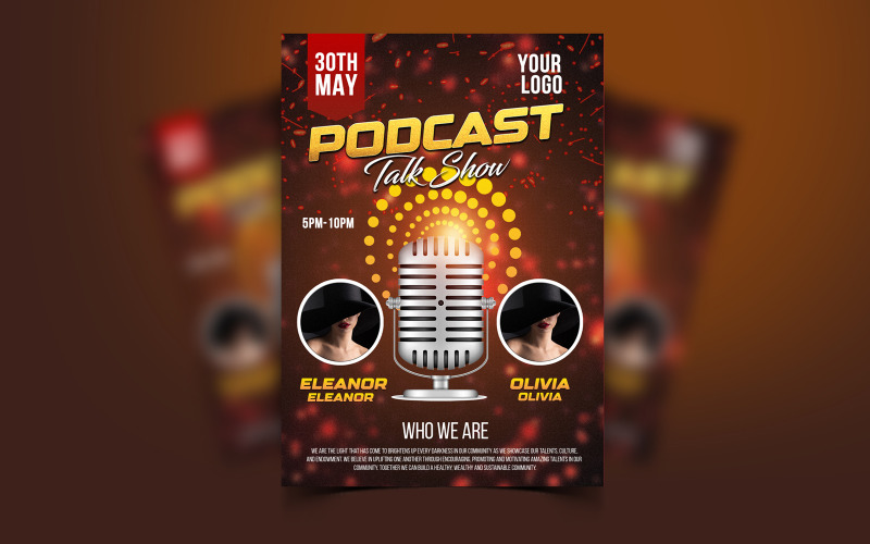 Podcast Talk Show Broşür Şablonu Podcast Broşür Psd