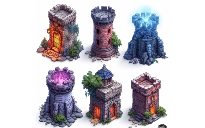 aydınlatmalı büyücü kuleleri Video Oyunları Varlıkları Sprite Sayfası 205 Seti