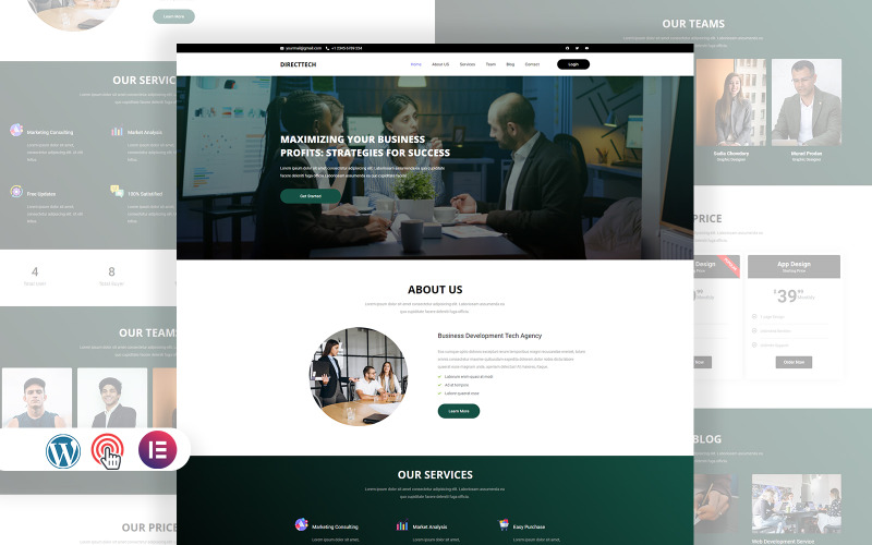 Directtech – тема WordPress Elementor агентства цифрових послуг