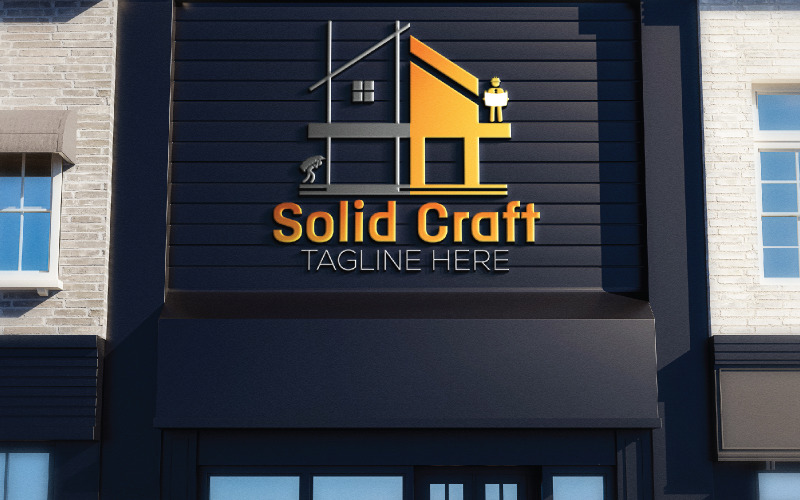 建筑行业的 Solid Craft 徽标模板