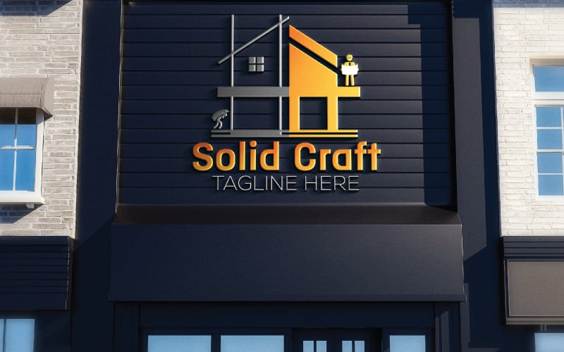 Solide Craft-Logo-Vorlage für die Baubranche