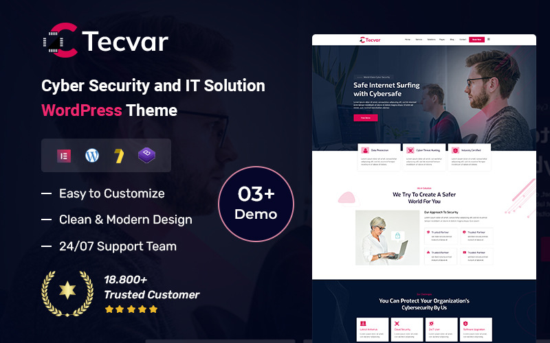 Tecvar – тема WordPress із кібербезпекою та ІТ-рішеннями