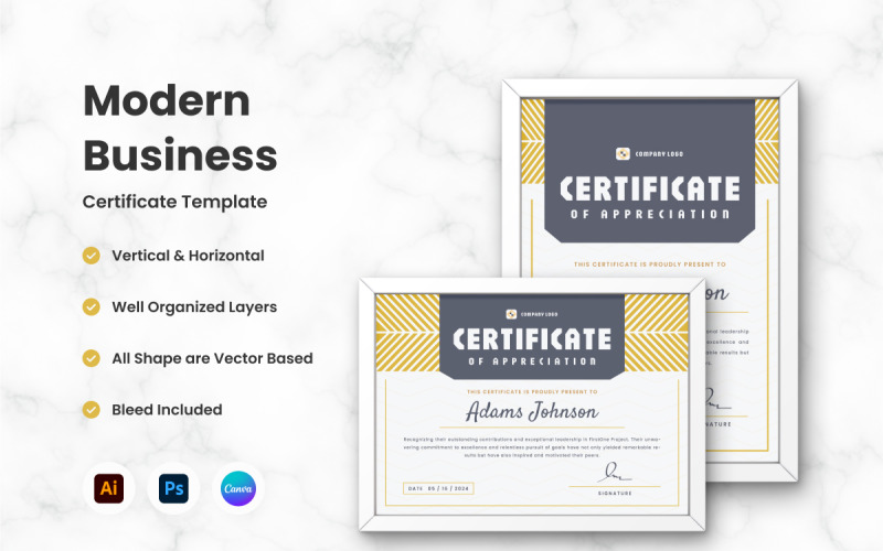 Шаблон сертификата современного бизнеса V1