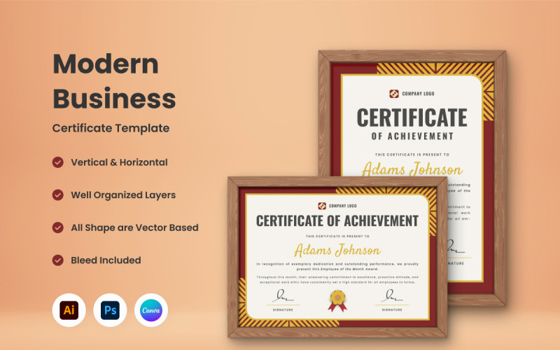 Шаблон современного бизнес-сертификата V2