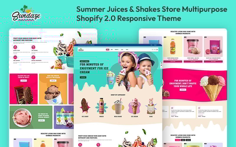 Sundaze — sklep z letnimi sokami i koktajlami Uniwersalny responsywny motyw Shopify 2.0