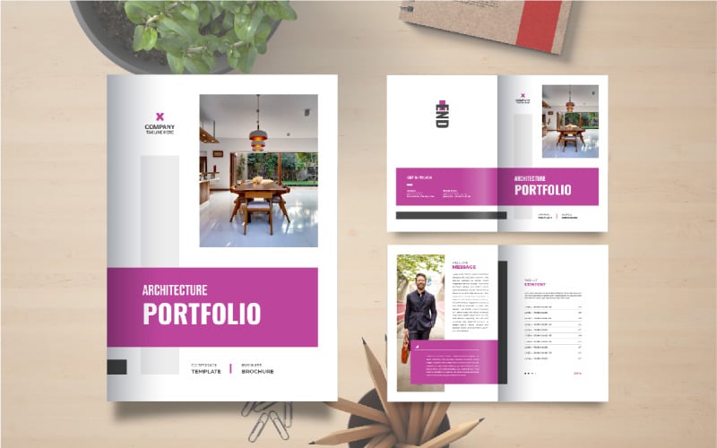 Arkitektur portfölj mall eller inredning portfölj broschyr mall design