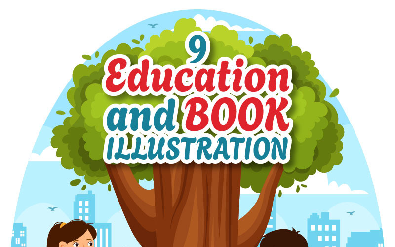 9 Ilustração de educação e livros