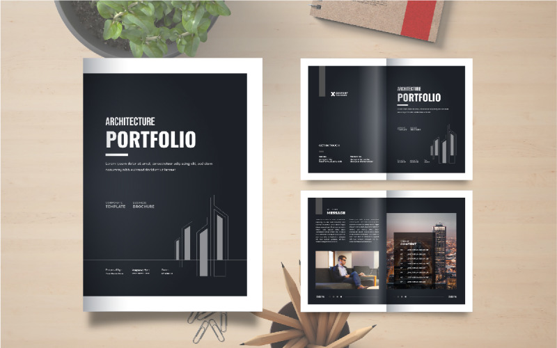 Modèle de portfolio d'architecture ou brochure de portfolio intérieur