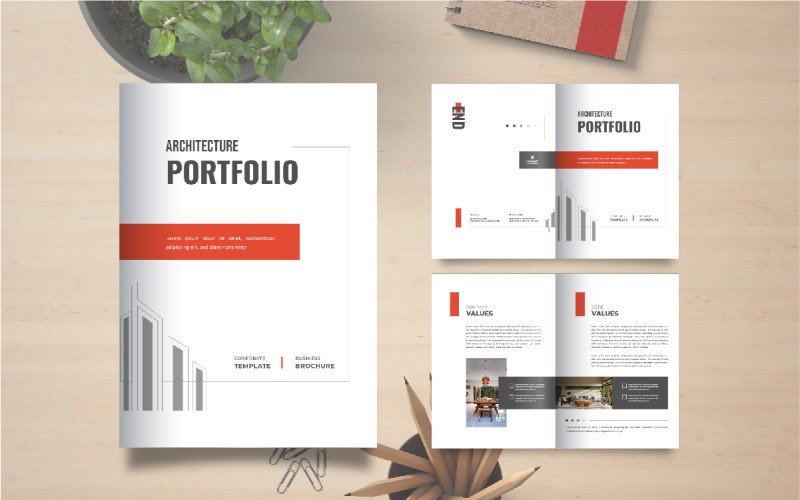Modèle de portfolio d'architecture ou modèle de brochure de portfolio intérieur