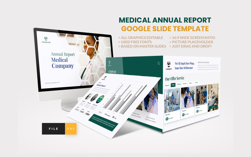 Modello di diapositiva Google per relazione annuale medica