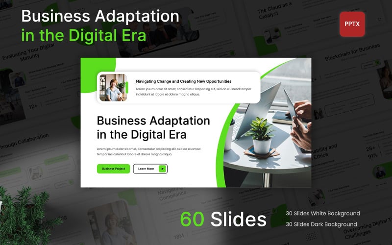 Bedrijfsaanpassing in het digitale tijdperk PowerPoint-sjabloon
