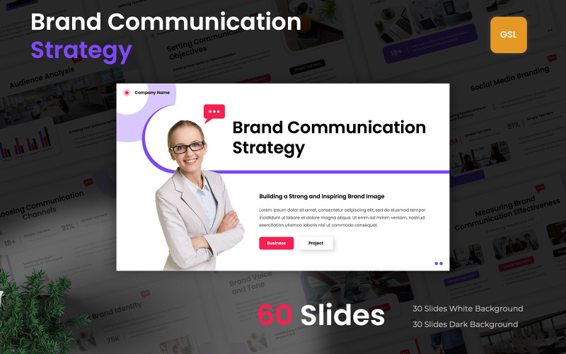 Plantilla de diapositivas de Google de estrategia de comunicación de marca