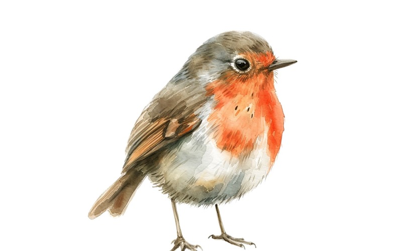 Mignon Robin Bird Baby Aquarelle Illustration faite à la main 4