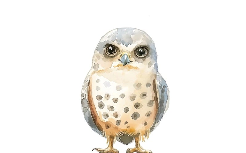 Cute falcon Bird Baby Watercolor Handmade illustration 3