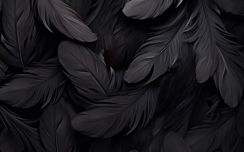 Дизайн темных перьев_узор черных перьев_черное перо