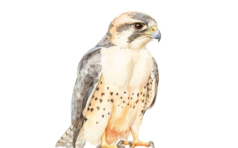 Lindo halcón pájaro bebé acuarela ilustración hecha a mano 2