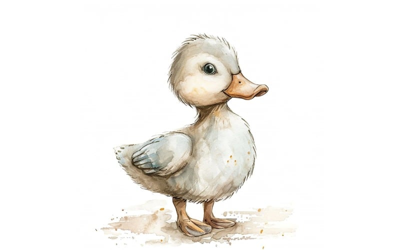 Süße Stockente Vogel Baby Aquarell handgemachte Illustration 4