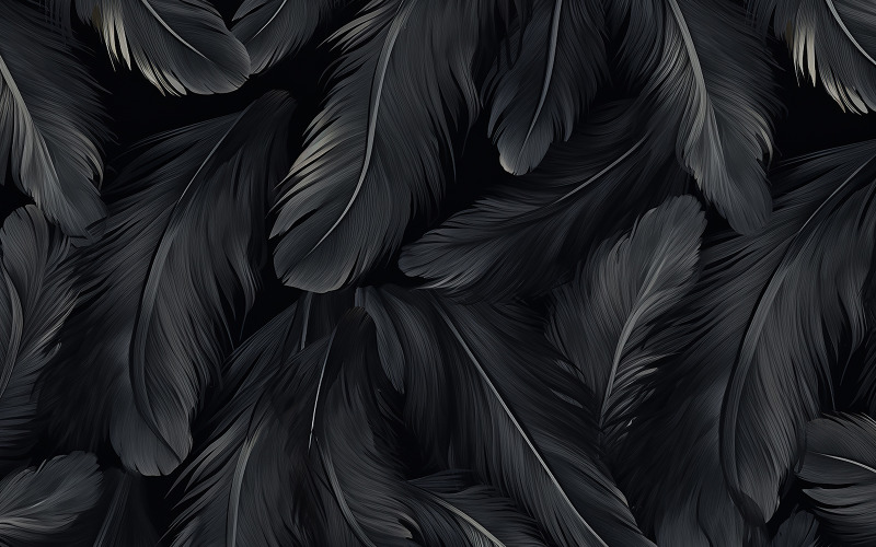 Tmavé peří ilustrace pattern_black feathers_black peří umění