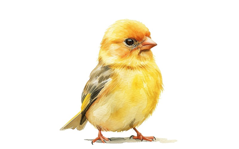 Lindo Jilguero Pájaro Bebé Acuarela Ilustración hecha a mano 3