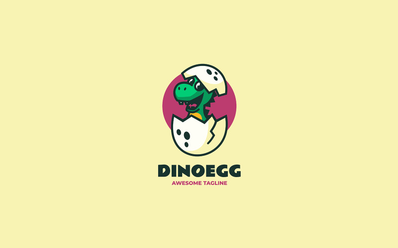 Logotipo de dibujos animados de mascota de huevo de dinosaurio
