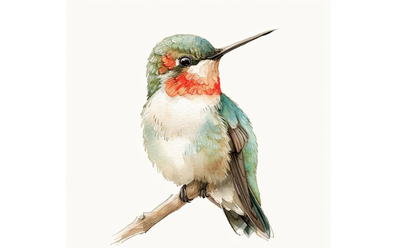 Roztomilé dítě kolibříka akvarel ručně vyráběné ilustrace 4