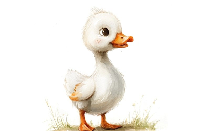 Schattige gans vogel baby aquarel handgemaakte illustratie 2