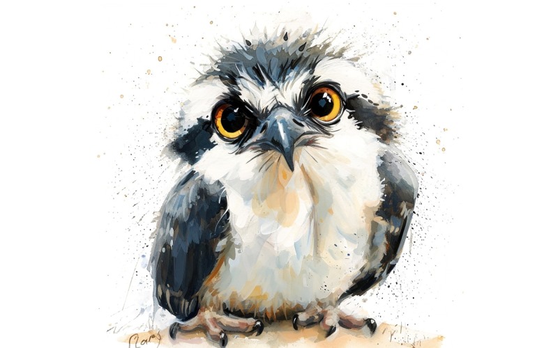 Söt Asprey Bird Baby Watercolor Handgjord illustration 1