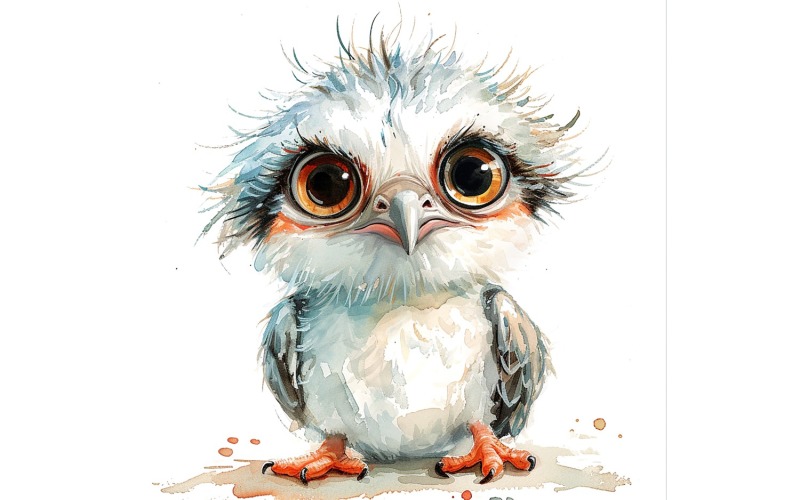 Söt Asprey Bird Baby Watercolor Handgjord illustration 3