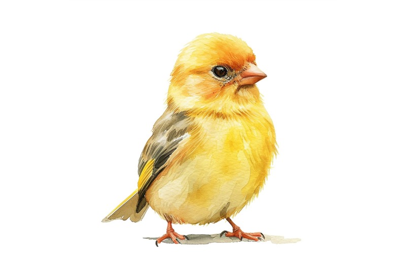 Söt Goldfinch Bird Baby Vattenfärg Handgjord illustration 3