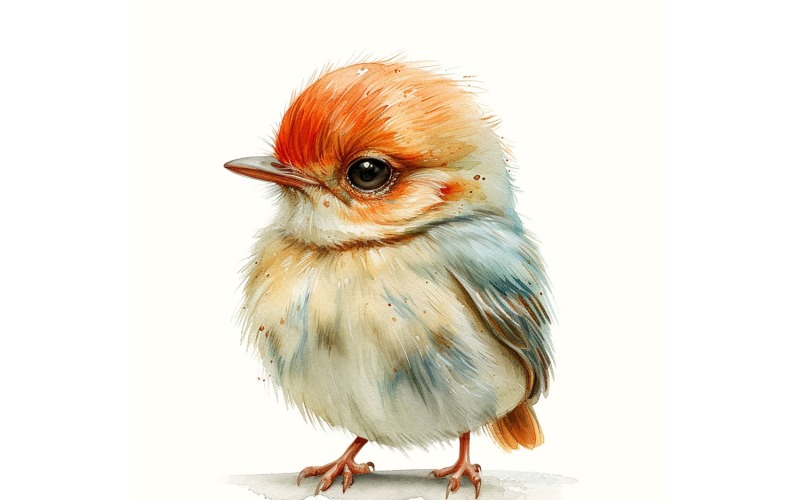 Cute Flicker Bird Baby Watercolor Handmade ilustrace 1