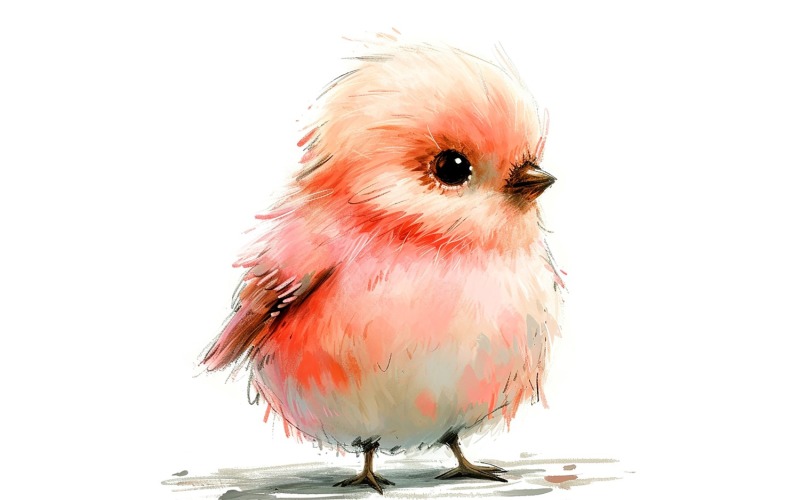 Niedliche Fink Vogel Baby Aquarell handgemachte Illustration 2