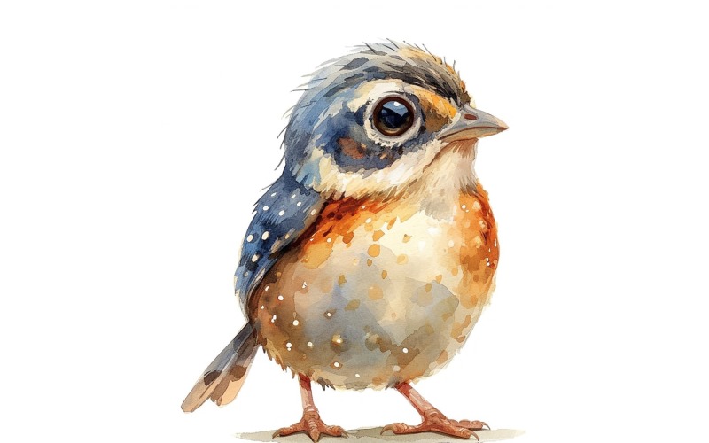 Söt Quail Bird Baby Akvarell Handgjord illustration 4