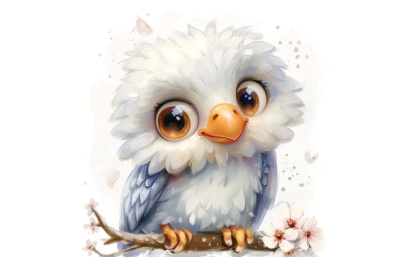 Aranyos Eagle Bird Baby akvarell kézzel készített illusztráció 4.