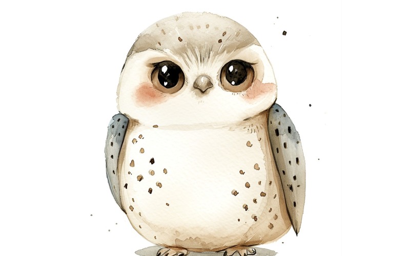 Cute Falcon Bird Baby Watercolor Handmade illustration 3.